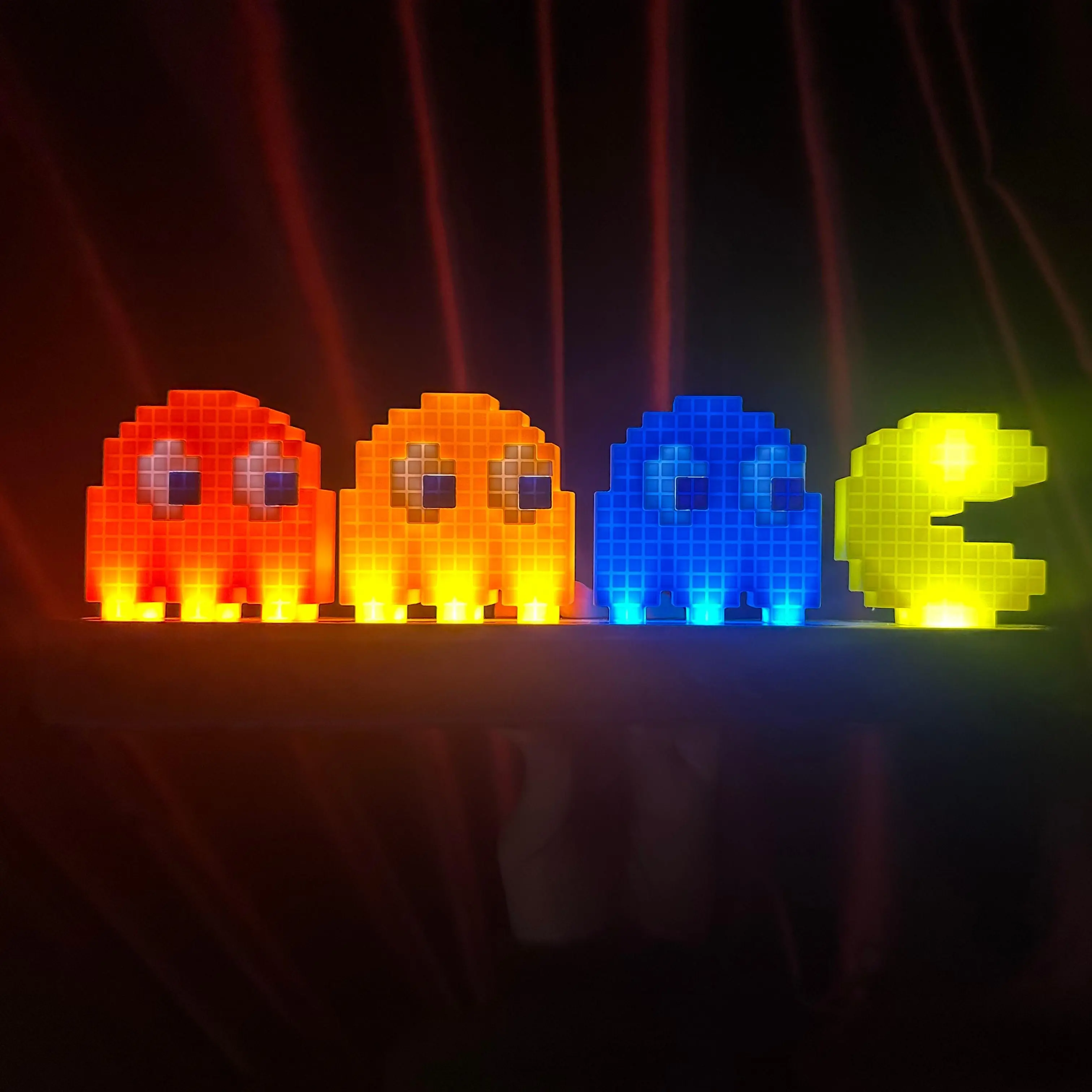 LED Pac-Man Pixel Light - USB-Powered Sound-Activated Flashing Lighted Decorative Lamp, Volume-Controlled Intensity Adjustment, Gaming Desktop Decor, Ideal Holiday/Birthday Gift, Flashing Decorative Lights, Lighted Decorative Lights