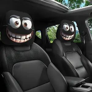 2pcs joyful Cartoon Big-Eyed Car Headrest Covers, Funny Cartoon Car Headrest Cover - Comfortable & Stylish, Suitable for Sedans, Trucks, Suvs, Easy Installation, Car Interior Accessory