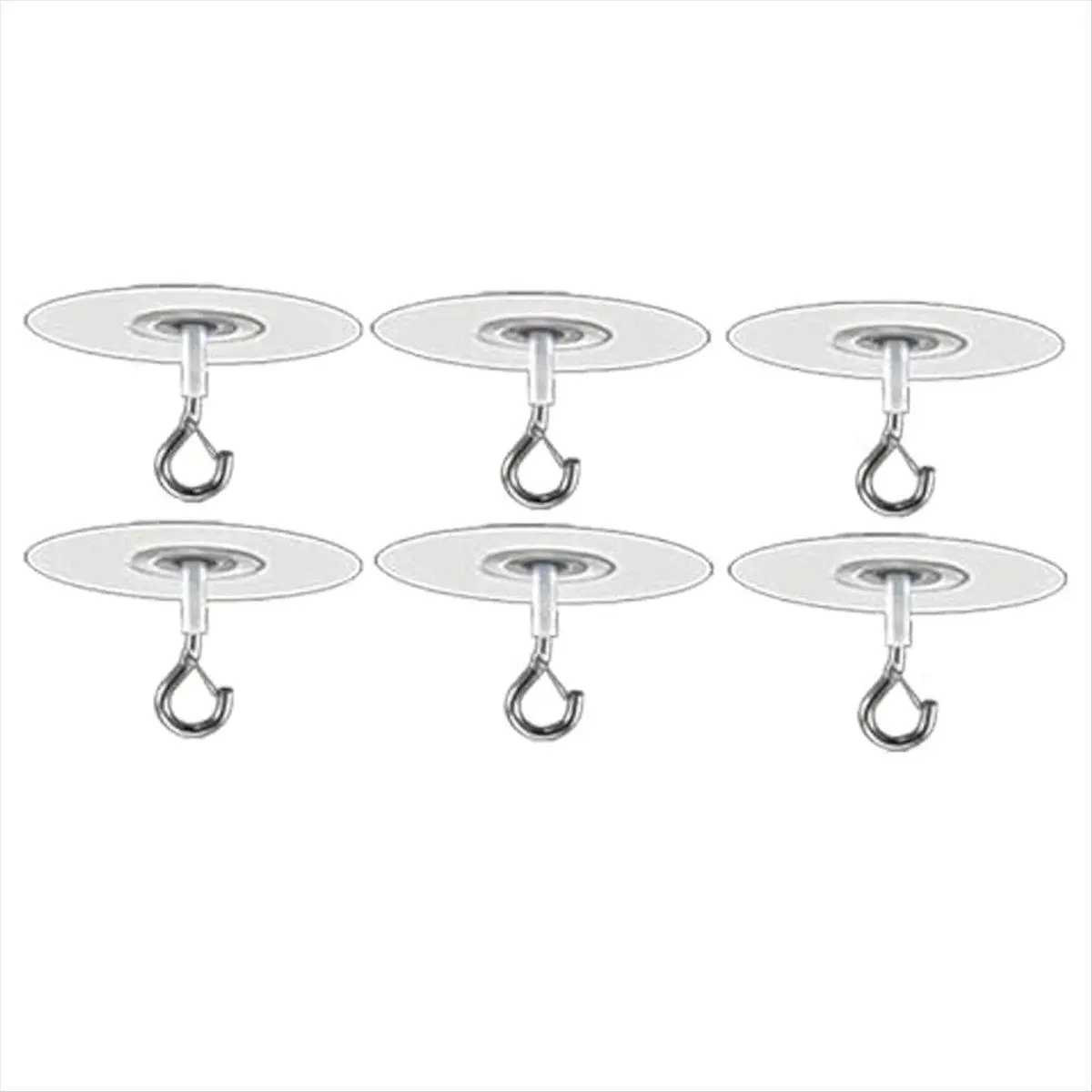6 Pack Adhesive Ceiling Hooks for Popcorn Ceiling and Textured Walls, No Drill Self Adhesive Hooks for Hanging Plants, Lights and Decorations, Waterproof Heavy Duty Ceiling Hangers for Rough Surfaces, Concrete, Brick and Drywall