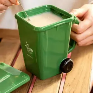 Creative Trash Can Cup, Ceramic Water Mug, Multifunctional Tea & Coffee Cup, Funny Coffee Mug, Fun Gift for Friends, Roommates, Boyfriend, Unique Creative Present