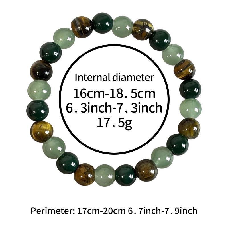 GEMRICH Prosperity bracelet featuring green beryl, green quartz, and tiger’s eye—a lucky bracelet that attracts wealth, abundance, and prosperity; blue friendship beaded jewelry protective bracelet, encouragement gift, color block beaded bracelet