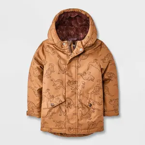 Toddler Boys' Dino Printed Hooded Parka Jacket - Cat & Jack