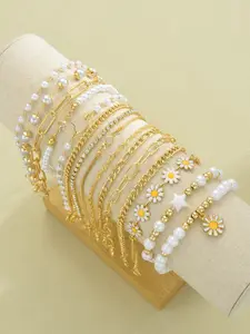 Women Boho Style Geometric Beaded Bracelets Set, Zinc Alloy Material, Elegant Vintage Design, Versatile Wear, Perfect Gift for All Occasions