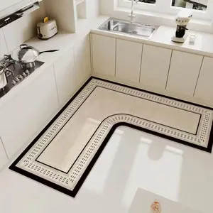 Non-Slip L-Shaped Alginate Mat, Easy Clean Surface, Hand Washable, Kitchen Rug, Bathroom Mat, Durable Rubber Backing, Compact Design, Kitchen Area Rug