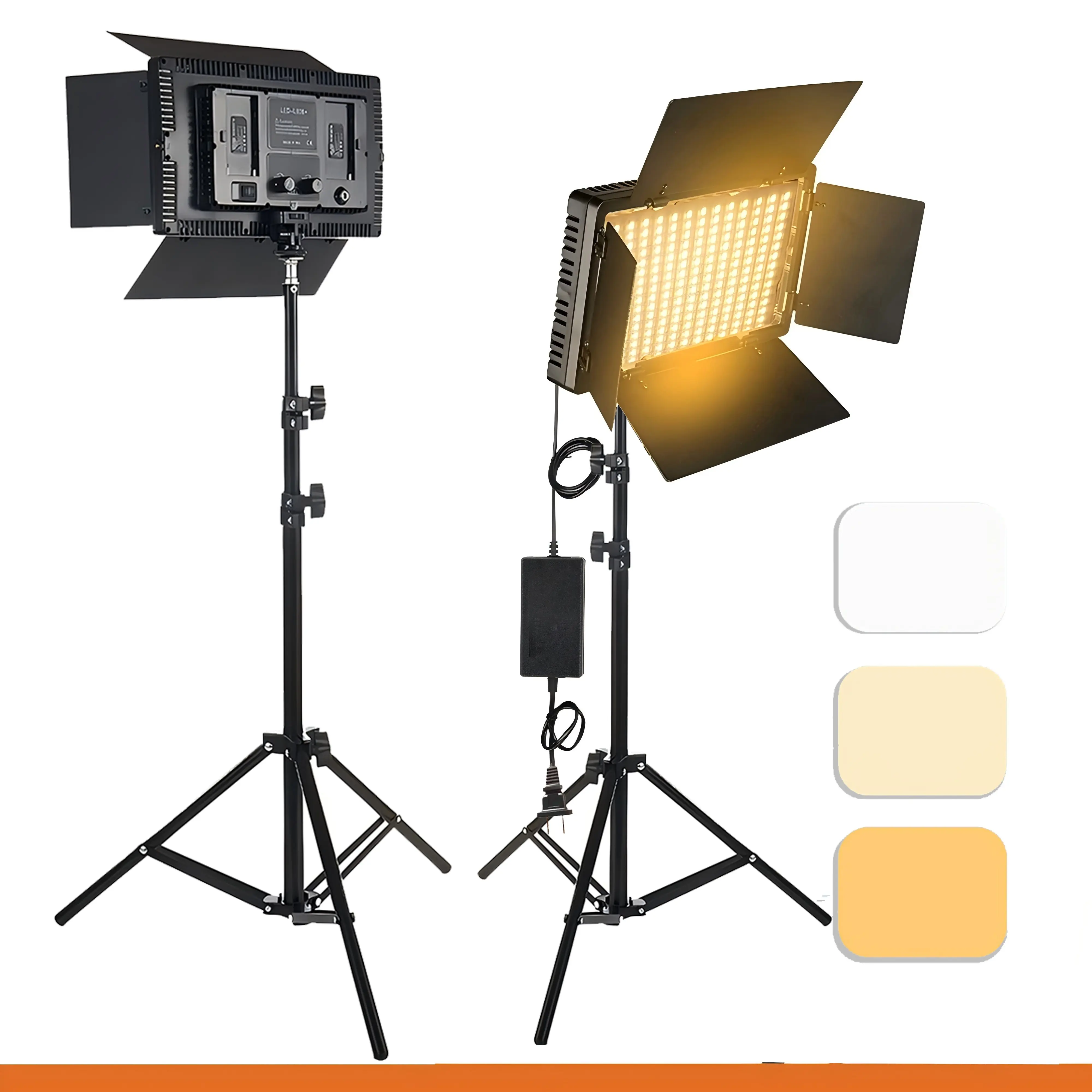 Photography Lighting Kit (U800, U600 Models) - USB-Powered LED Fill Lights with Adjustable Metal Tripod Stand, 3 Color Temperatures, Dimmable for Game Live Streaming, USB Powered Accessories