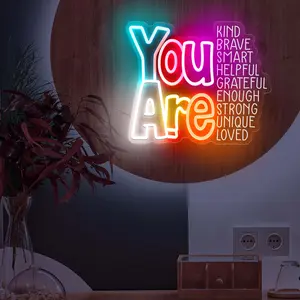 You Are Kind Brave Neon Sign Wall Decor for Bedroom Room Decor Gifts for Girls Kids Room Office Decor Positive Affirmations Wall Art Nursery Decor Neon Lights for Wall