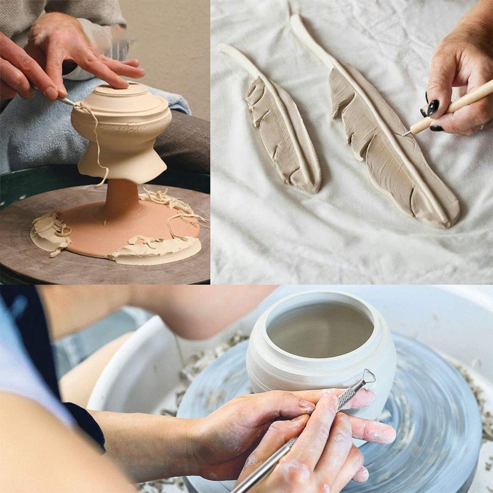 Complete Pottery & Clay Sculpting Tool Set with Storage Case - 14Pcs Polymer Clay Tools for Ceramics Sculpting, Carving & Jewelry Making