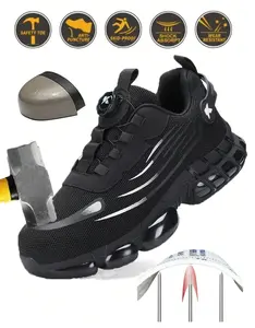 Lightweight Indestructible Safety Shoes Unisex Anti-Smash Safety Shoes, Steel Toe Caps, Anti-Slip, Breathable,Industrial Construction Sports Rotatory Lace-Free Casual Hiking Shoes