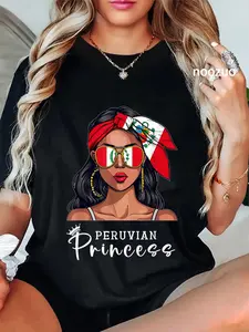 100% Cotton Peruvian Souvenirs Products Woman Flag Princess Peru T-Shirt