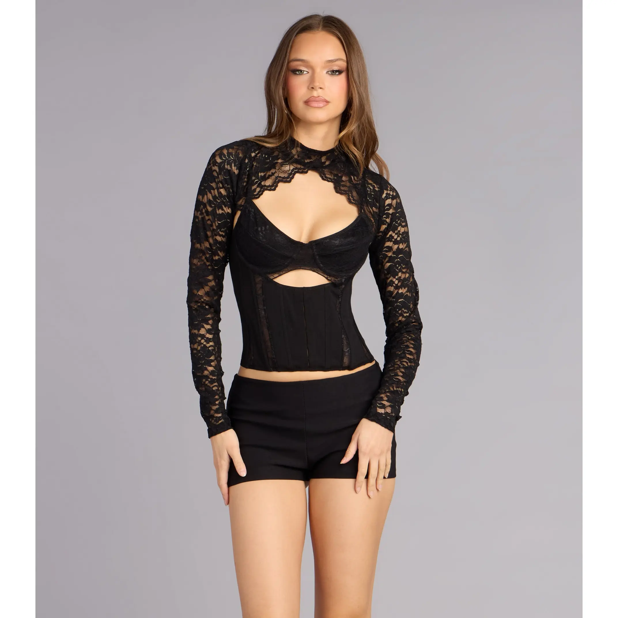 Sultry Attitude Lace Long Sleeve Topper Sultry Attitude Lace Long Sleeve Topper