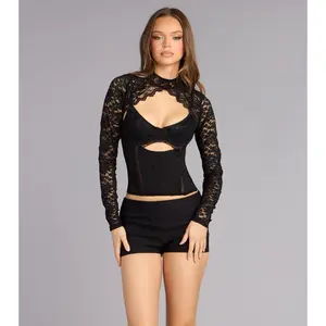 Sultry Attitude Lace Long Sleeve Topper