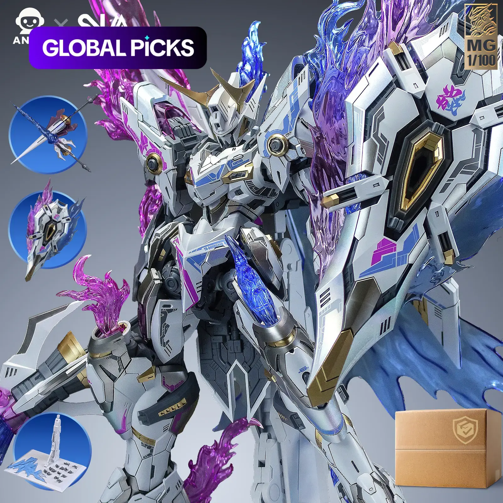MG 1/100 High-Grade Mecha Model Kit, Collectible Articulated Model, Fully Movable Skeleton, Luxury Pre-Painted Parts, Particle Effect Components, Multi-Axis Joint System, Articulated Figure #GLOBAL PICKS