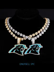 Kaleo Panther Pendant Necklace, Alloy Full Diamond Round Drill, Fan Gift, Casual Style, All Seasons, No Choking Hazard