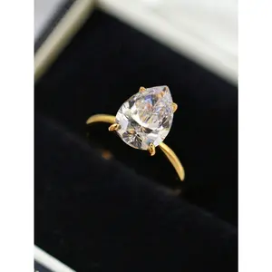 Elegant Pear Shape Solitaire Zircon Rings for Women Christmas GiftExquisite Trendy All-match Wedding Engagement Promise Ring Fashionable Ladies Fashion Jewelry for Party Daily Decor Accessories as Anniversary Birthday Valentine's Day Gift for  Her