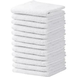 White Salon Towels, Pack of 12, 16 x 27 Inches, Not Bleach Proof, Highly Absorbent, for Hand, Salon, Gym, Beauty, Spa, and Home Hair Care