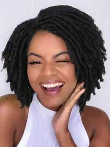Women's Afro Kinky Dreadlock Short Braided Wigs, Synthetic Hair Braids, Short Braid Wig, Faux Locs, Girls Wigs, Costume for All Occasions