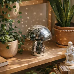 Mushroom Shaped Disco Ball Figurine, 1 Count Reflective Mirror Disco Ball Ornament, Cute Decorative Ornament for Home Party & Festival, Home Decor Supplies