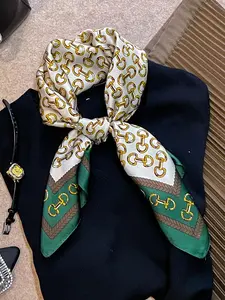 Women's Chain Print Scarf, Fashionable Lightweight Comfortable Scarf for All Seasons, Casual Versatile Accessories for Women & Girls