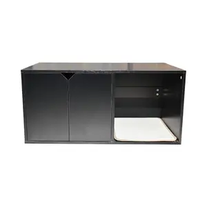 35.83" Cat Litter Box Enclosure Hidden Furniture (Scratch Pad Included), Modern Black Cat House with Corrugated Cardboard Scratching Pad - 35.83" x 20.47" x 17.05", 52 lbs