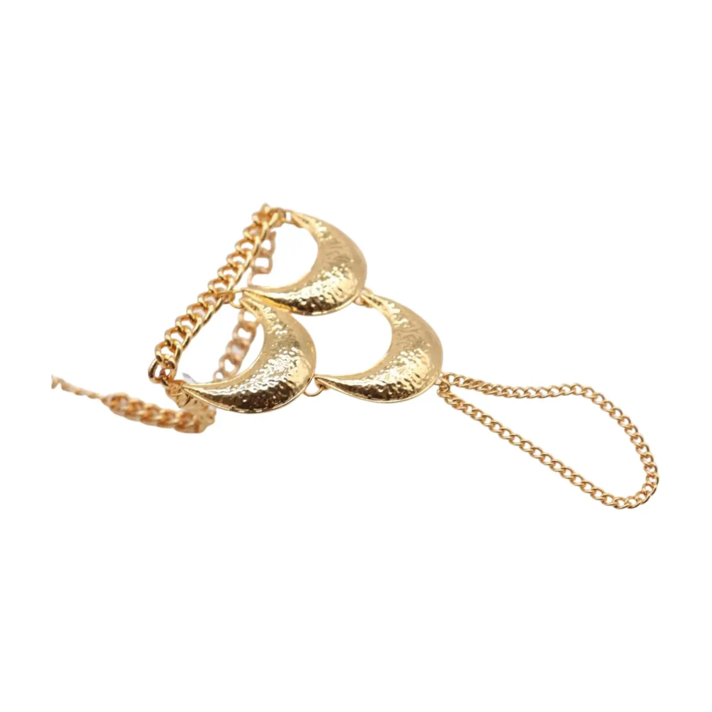 TrendyFashionJewelry Women Wrist Bracelet Metal Hand Chain Moon Charm Connected Ring