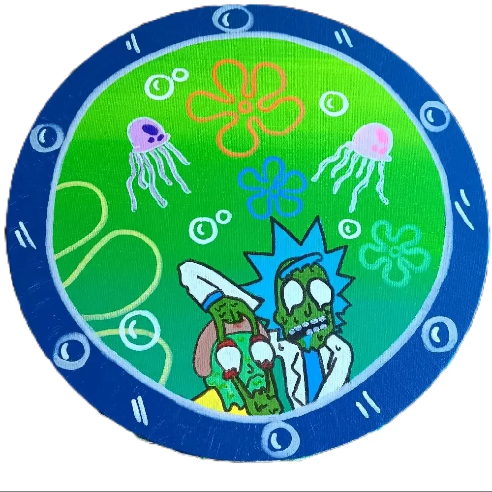 10" Rick and Morty/Spongebob Painting