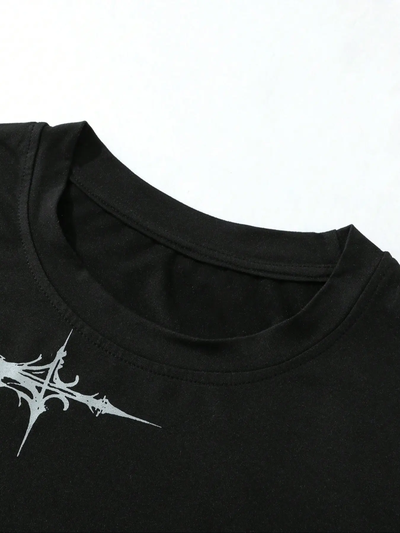 Gothic Style Streetwear Men's Long Sleeve Mock Two-Piece Black T