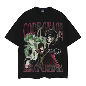 Code Geass "C.C." Vintage Oversized Tee Anime T-shirt 100% Cotton Original Design Men's Top Streetwear Casual Menswear Tshirt