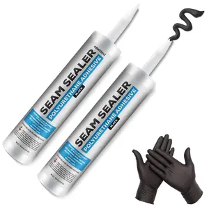 [2-Pack] Black Polyurethane Seam Sealer Automotive Compound Kit - Durable & Flexible Auto  Filler - Seam & Joint Compound for Bare, Primed or Painted Surfaces - Automotive Seam Sealer [Black]