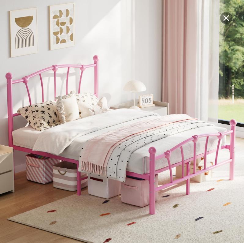 SA-Garvee Metal Bed Frame with Heart-Shaped Decorative Headboard and Footboard, Heavy Duty Metal Slat Support, Mattress Foundation/Under Bed Storage/No Box Spring Needed/Easy Assembly, Available in Twin, Twin XL, and Full Sizes, Multiple Colors SA-Garvee Metal Bed Frame with Heart-Shaped Decorative Headboard and Footboard, Heavy Duty Metal Slat Support, Mattress Foundation/Under Bed Storage/No Box Spring Needed/Easy Assembly, Available in Twin, Twin XL, and Full Sizes, Multiple Colors