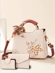 Lily Embroidered Large Capacity Three-Piece Handbag Set, Scarf Decoration, High-End Commuter Crossbody Bag, Versatile Mom Bag