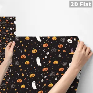 1PC QT Cute Halloween Theme Wall Sticker Matte PVC Peel and Stick Backsplash DIY Self-Adhesive Removable Waterproof Oil-Proof Stain-Resistant for Bedroom School Office Kitchen Bathroom Furniture Stairs Tile