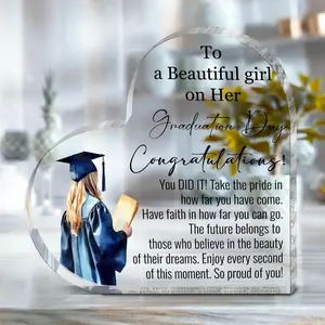 Graduation Gift, Acrylic Heart Shaped Graduation Gift, Graduation Decor, Good Wishes, Acrylic Plaque Gift for High School, College, Graduation Party Gifts, Signs