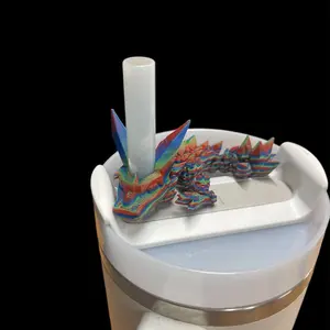 Tumbler Straw Buddy Dragon Guardian Straw Figurine 3D Printed Magical