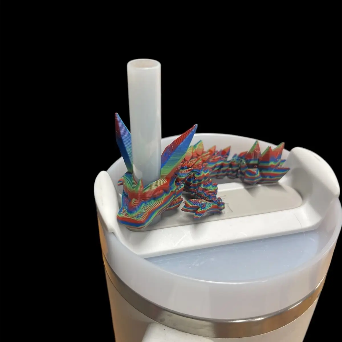 Tumbler Straw Buddy Dragon Guardian Straw Figurine 3D Printed Magical