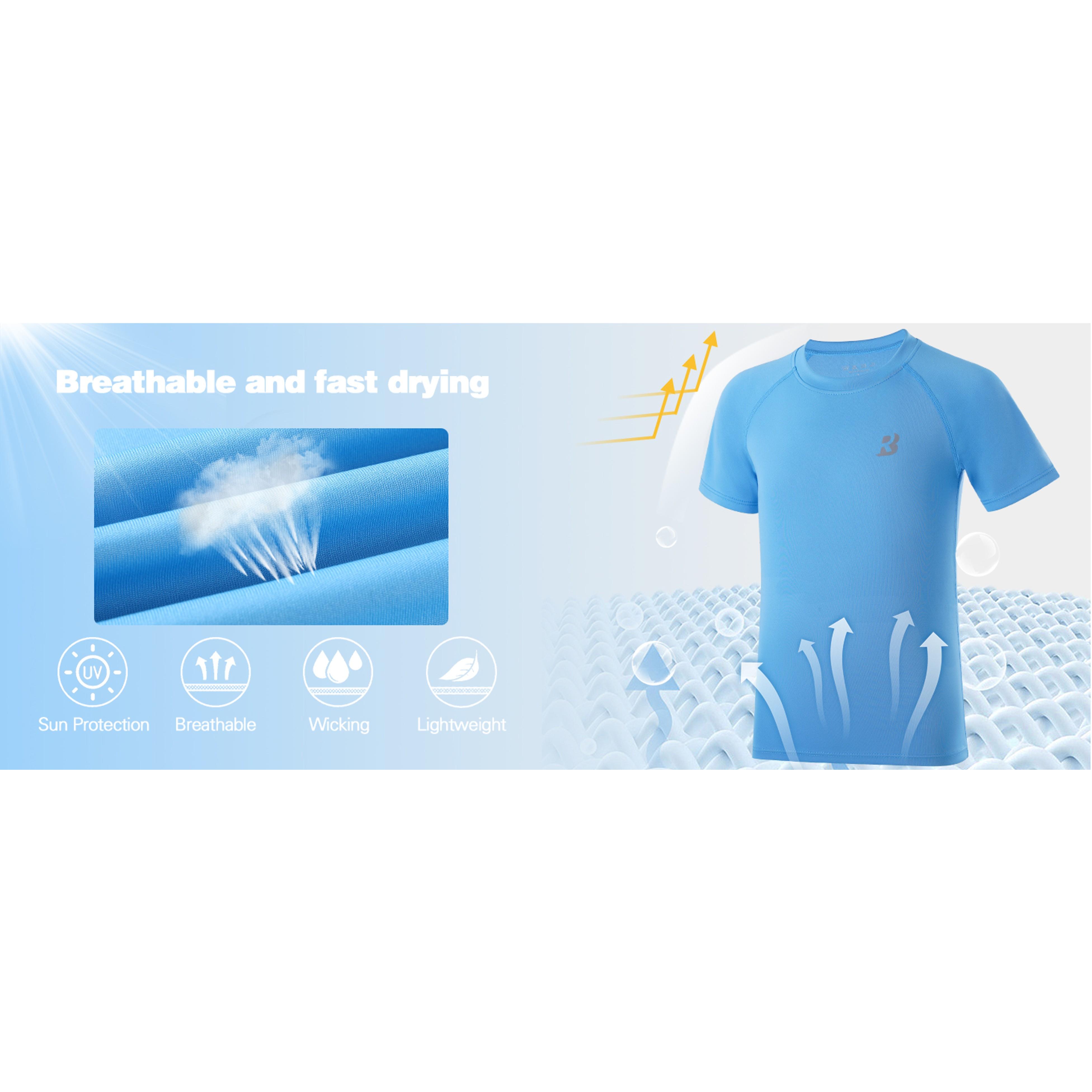 Boys' Rashguard Swim Tee, UPF 50+ Sun Protection Short-Sleeve Quick-Dry Water Shirt for Kids (Great Gift Option)