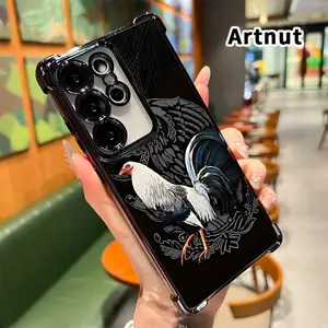 Phone Case Compatible with Samsung Galaxy S23 Ultra S24 Plus S25 S22+ FE Edge Majestic Rooster Pattern Four Corners Anti-drop Cellphone Protective Durable Total Coverage Shockproof Phone Cover