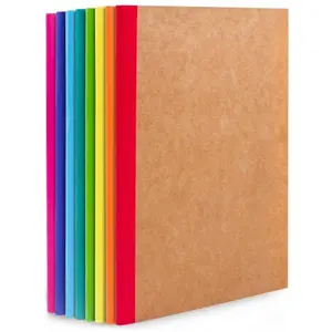 feela 8/80/96 Pack Composition Notebooks Bulk, Kraft Cover Lined Blank College Ruled Composition Travel Journals with Rainbow Spines For Women Students Business, 60 Pages, 8.3”x 5.5”, A5, 8 Colors