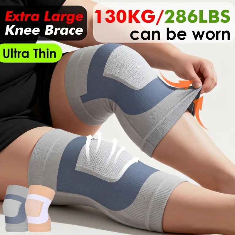 2026 Unisex Ultra‑Thin Plus Size Compression Knee Sleeve, High‑Stretch Breathable Knitted Knee Support for Men & Women
