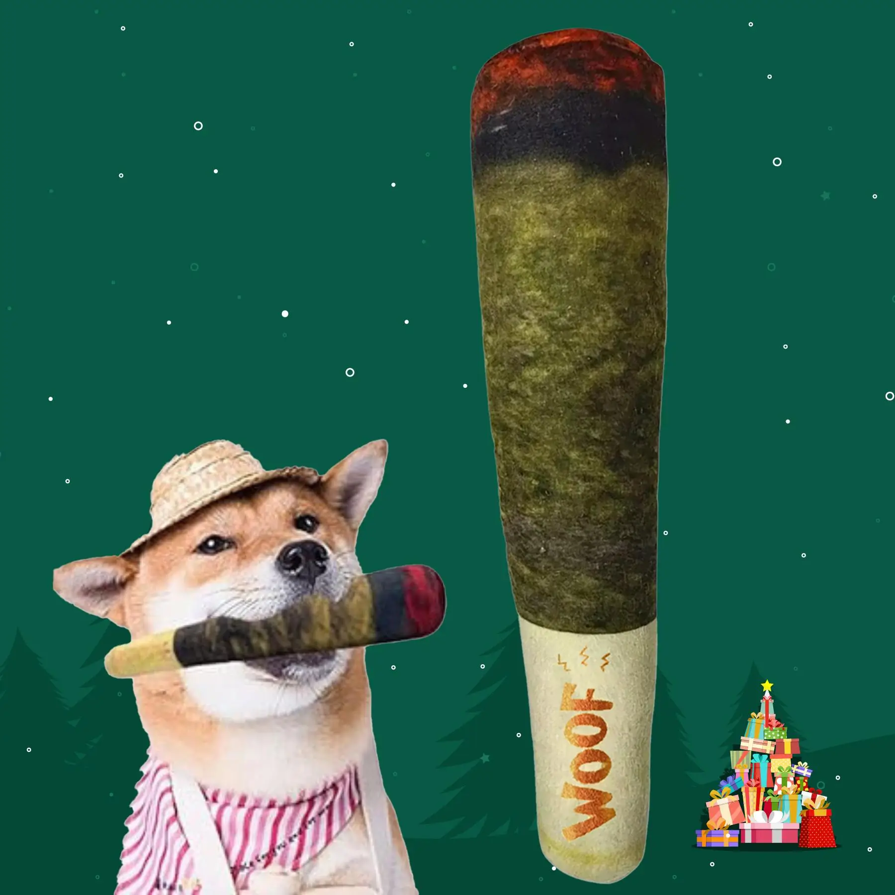 Cigar Shaped Dog Chew Toy, 1 Count Durable Squeaker Plush Pet Toy, Pet Teeth Cleaning Toy, Dog & Cat Accessories