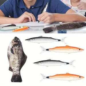 5 Pcs Fish Shaped Pencil Case with Padded Foam Lining and Cute Fish Pens