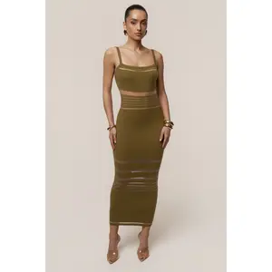 Moss Striped Rib Knit Dress