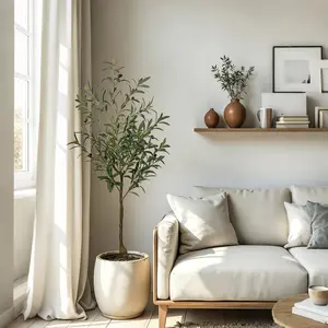 4ft Artificial Olive Tree (1/2 Pack) - Faux Potted Plant with Olives, Realistic Home Decor for Living Room