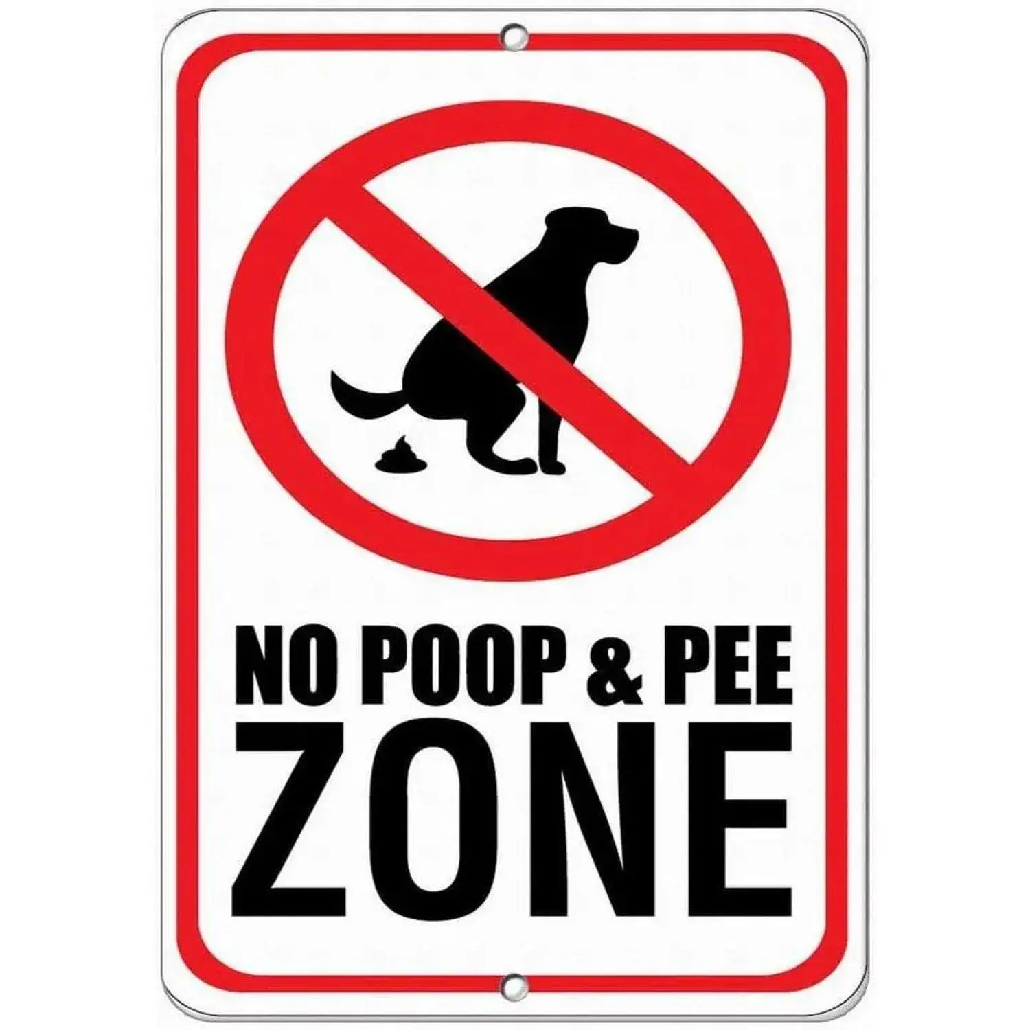 Safety 8X12 No Poop & Pee Zone Pet Animal Warning Caution Vertical Iron Sheet Painting Decorative Metal Sign with Durable Vintage Style