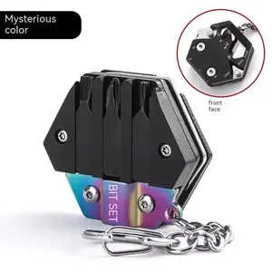 Multifunctional Edc Tool Set, Includes Hex Coin Knife, Folding Knife & Mini Screwdriver, Stainless Steel, Compact Keychain Accessory
