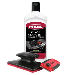 Weiman Cooktop and Stove Top Cleaner Kit - Glass Cook Top Cleaner and Polish 10 oz. Scrubbing Pad, Cleaning Tool, Razor, Scraper Household Kitchen Set