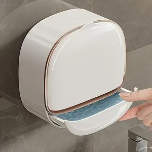 3-Color Light Luxury High-End Wall-Mounted Leak-Proof Soap Dish with Cover and Drip Tray, Suitable for Shower Rooms or Kitchens, Keeps Soap Dry and Prevents Water Accumulation, Elegant Countertop Wall Decor, 11 Holiday Decorations, Not Just Beautiful