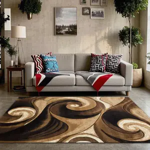 Velvet Home Rug with Wave Print Pattern, Holiday Decor Carpet, Decorative Rug for Hallway Living Room Bedroom Door Mat Indoor Outdoor Use, Soft Area Rug