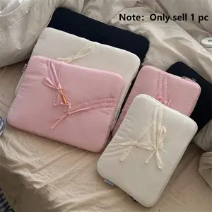 Thickened Laptop Sleeve for 11/13/14/15.6 Inch Tablet Organizer Bag Korean Cute Bow Design for MacBook Laptop iPad Tablet Sleeve Pouch