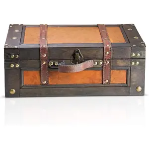 - Pirate Treasure Chest Storage Box - Marco 15x10.6x5,5" - Durable Wooden Treasure Chest with Lock -   Decorative  Storage Box -   Chest Box -