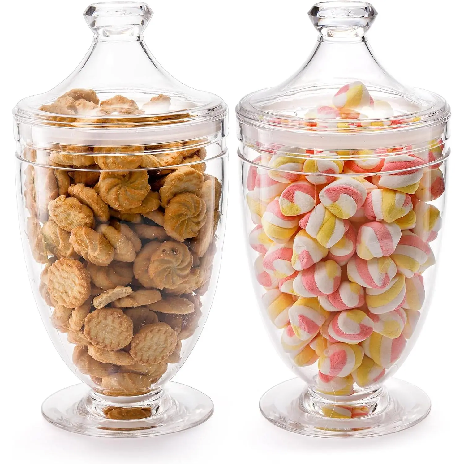 2 Pack 46 Oz Acrylic Airtight Apothecary Jars Clear Plastic for Candy Buffet Bathroom Vanity Party Wedding